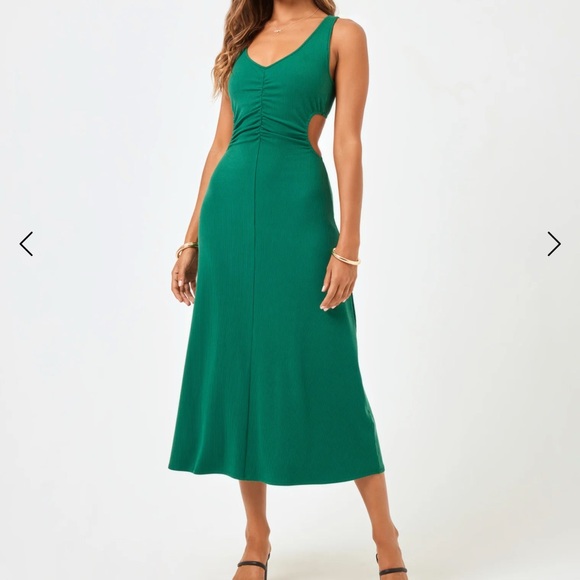 l*space Dresses & Skirts - l*space Emerald Green Midi Dress with Cutout Sides